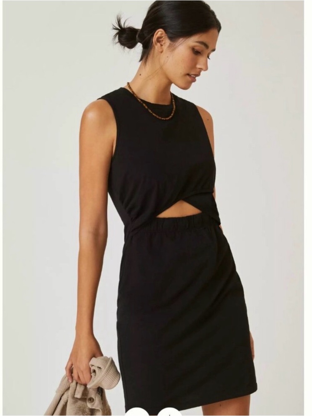T.La Black Sleeveless Twist Cutout Mini Dress